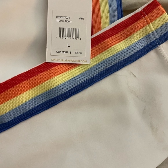 NEW SPIRITUAL GANGSTER - RAINBOW STRIPE LEGGINGS - SIZE SMALL MEDIUM - Picture 4 of 5